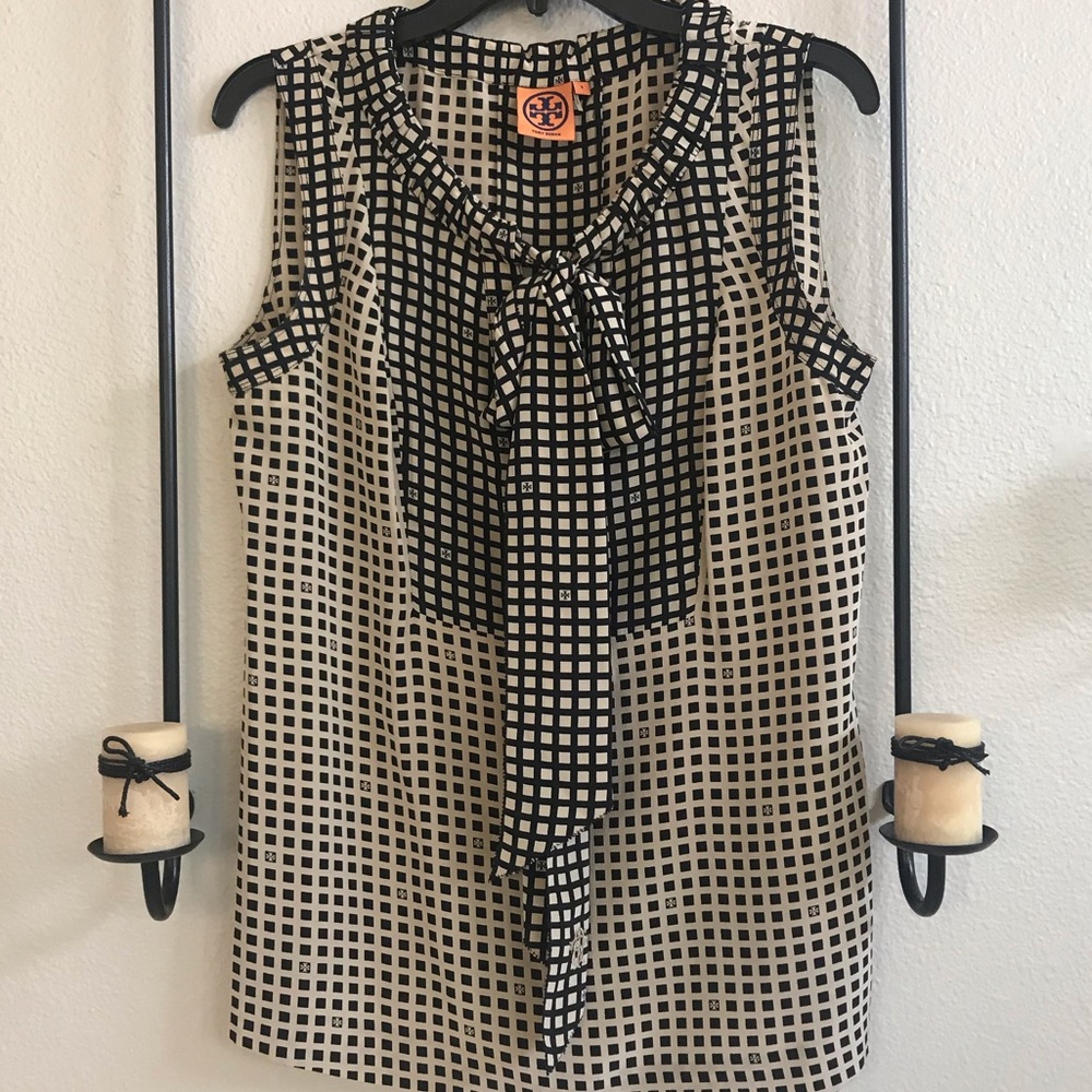 Tory Burch black and beige silk blouse